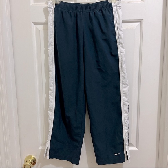 NIKE CAPRIS NAVY/WHITE STRIPE TRACK PANTS Women XS (0-2) elastic waist polyester - Picture 3 of 8